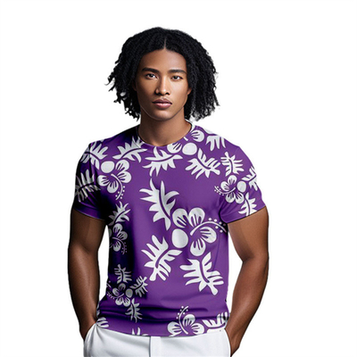 購入 デジタル印刷Tシャツ 短袖Tシャツ フルバージョン 印刷活動 青春 ゆるやかな広告Tシャツ 3D トップ 紫 online manufacture