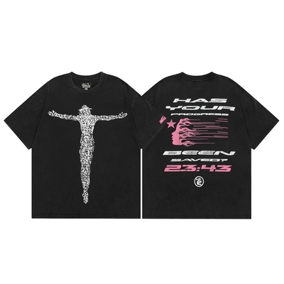 男性用グラフィックTシャツ ユニセックス 綿 オーバーサイズTシャツ 短袖 ヴィンテージ ストリート カジュアルTシャツ トップス