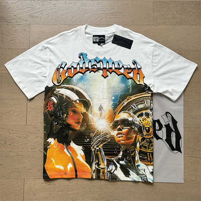 Tシャツ 男性 ファッションデザイン 洗濯水 黒 ヒップホップ 重量 綿 トップス ティース グラフィック 男性 Tシャツ